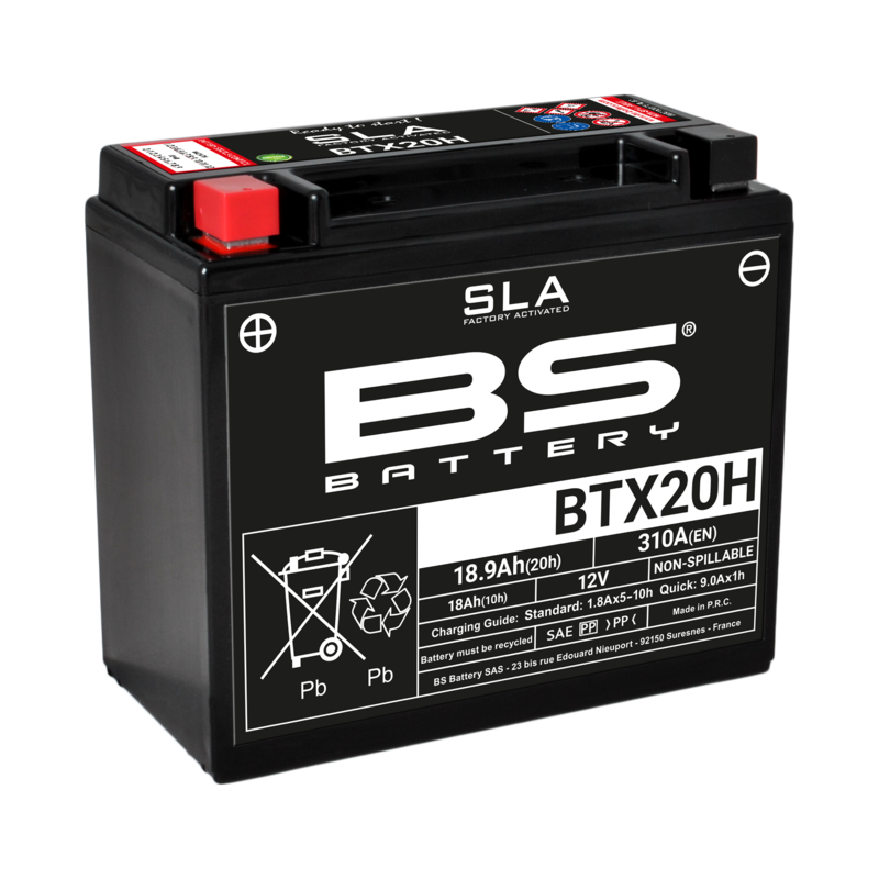 Batería BS Battery BTX20H AGM activada de fábrica 12V (equivale a YTX20H)