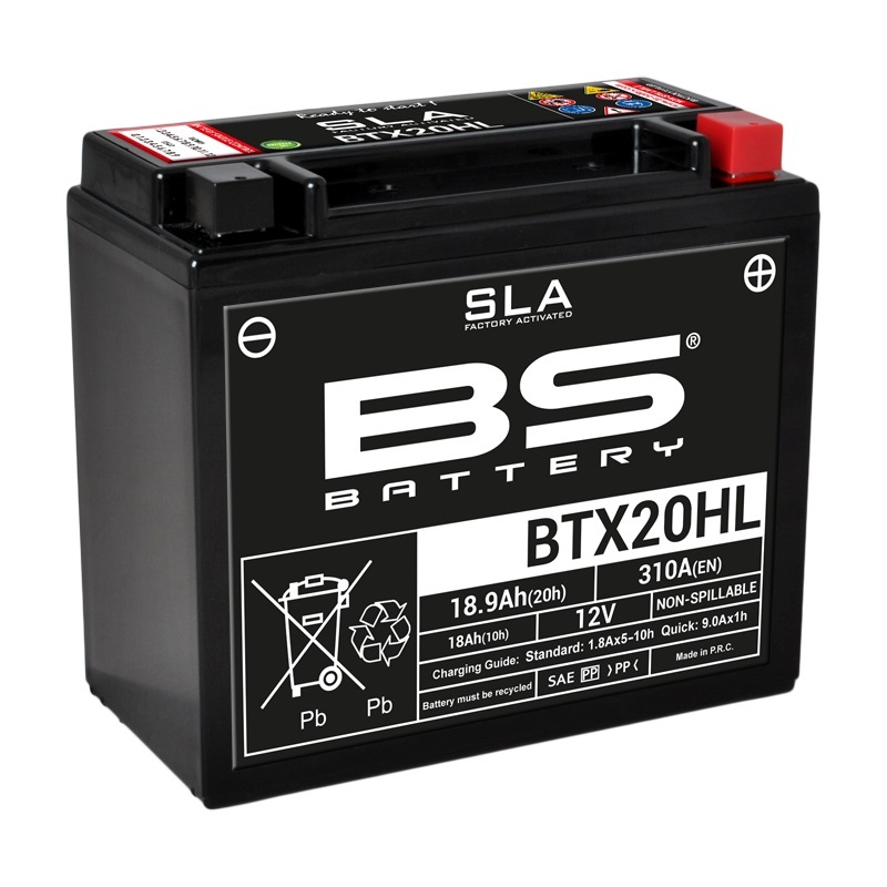 Batería BS Battery BTX20HL AGM activada de fábrica 12V (equivale a YTX20HL)