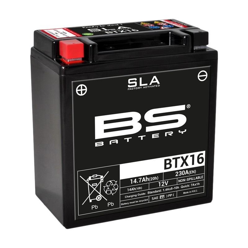Batería BS Battery BTX16 AGM activada de fábrica 12V (equivale a YTX16)