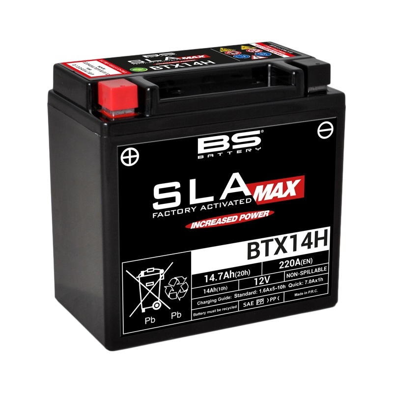 Batería BS Battery BTX14H AGM activada de fábrica 12V (equivale a YTX14H)