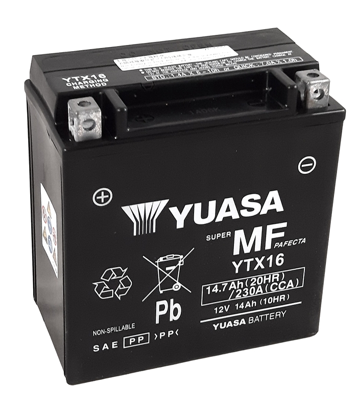 Batería Yuasa YTX16 AGM activada de fábrica 12V