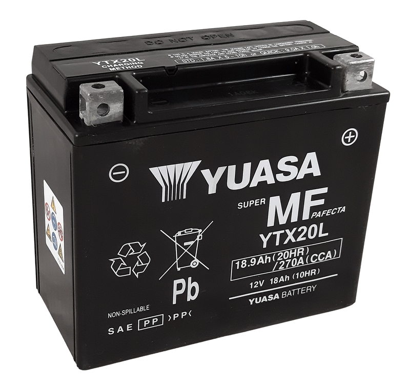 Batería Yuasa YTX20L AGM activada de fábrica 12V