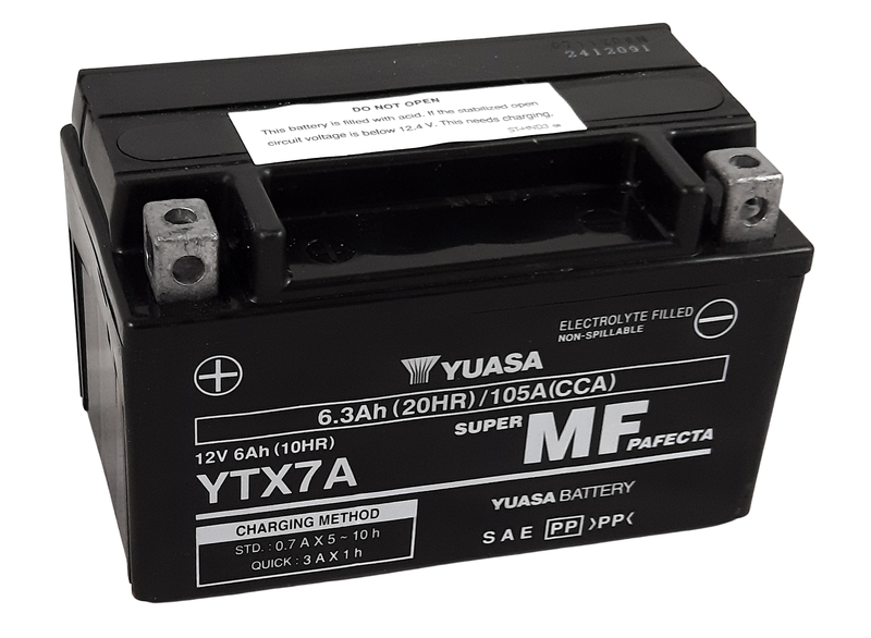 Batería Yuasa YTX7A AGM activada de fábrica 12V